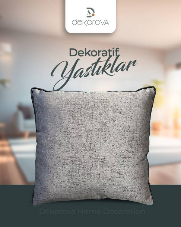 Açık Gri Keten Yastık