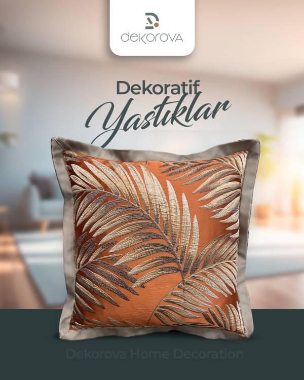 Bakır Yaprak Desen Yastık